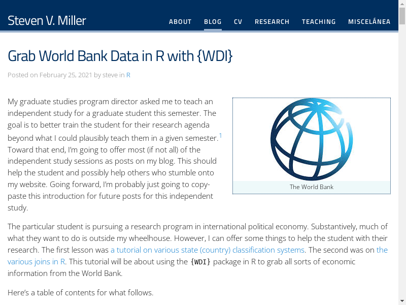 Preview of Grab World Bank Data in R