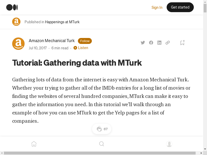 Preview of mTurk for gathering marketing data