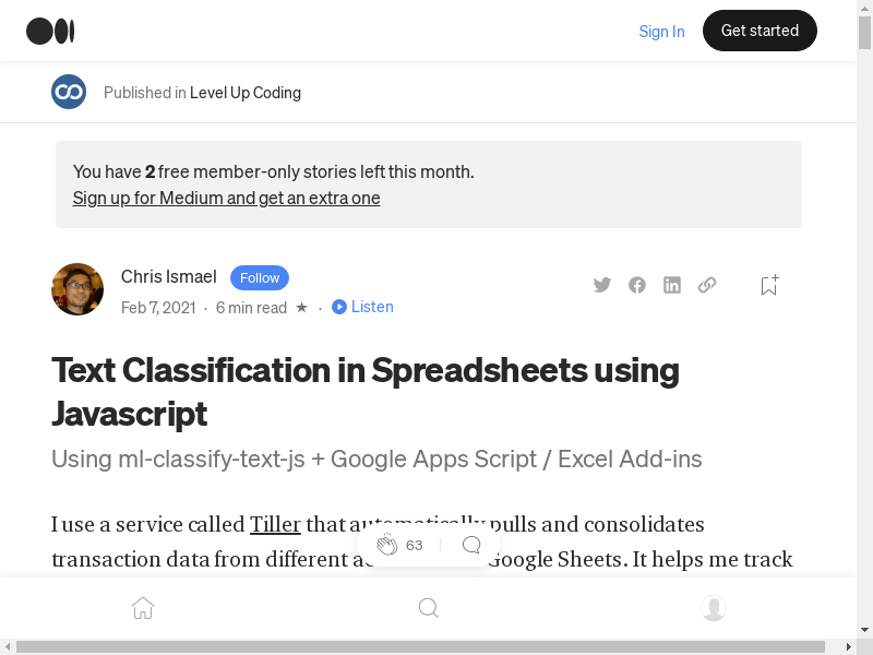 Preview of Text Classification in Google Sheets
