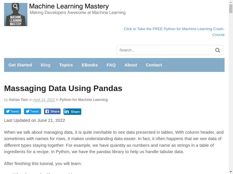 Preview of Massaging Data Using Pandas