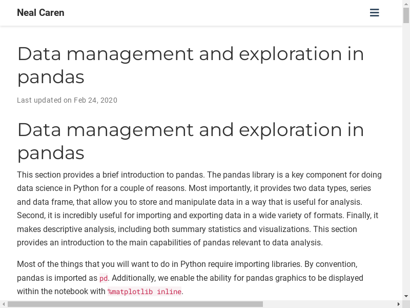Preview of Data management and exploration