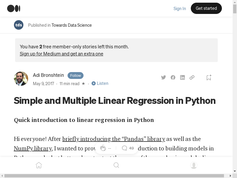Preview of Simple and Multiple Linear Regression