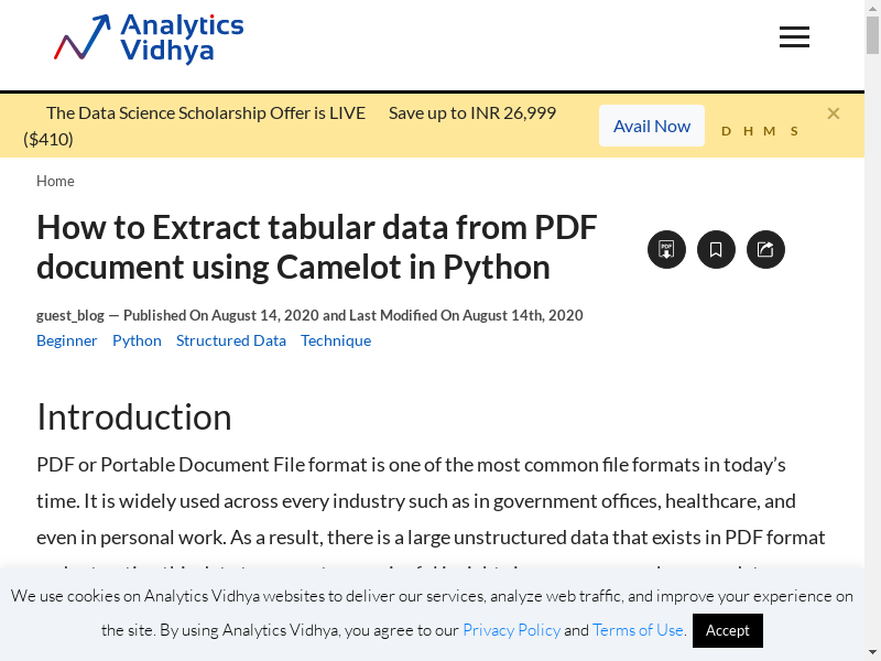 Preview of Extract table from PDF