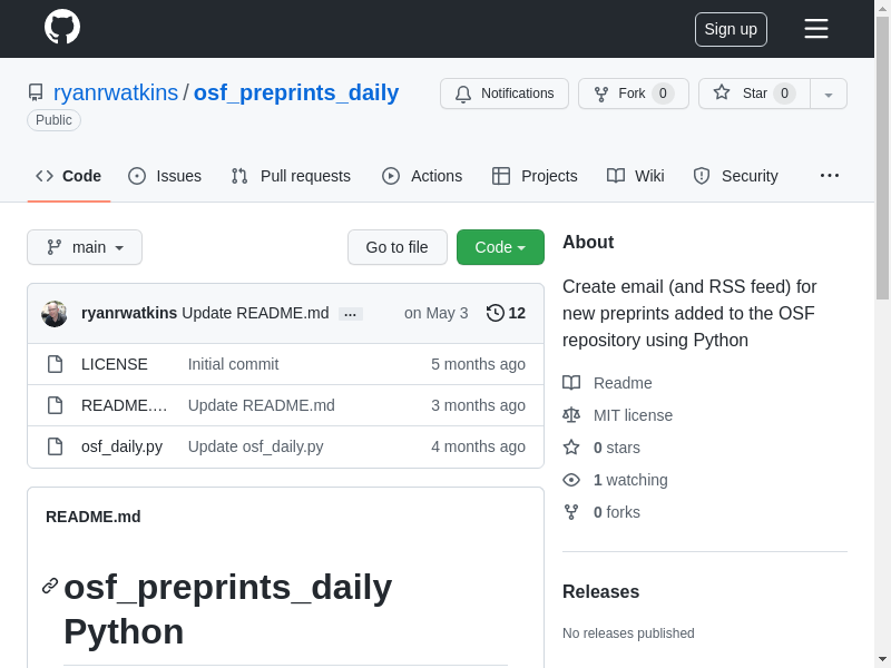 Preview of Create daily RSS feed of preprints