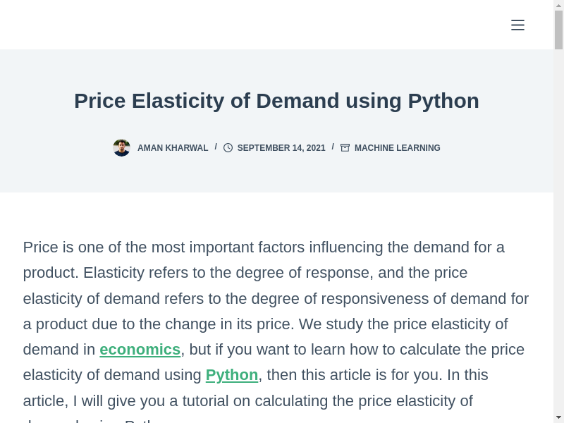 Preview of Price Elasticity of Demand