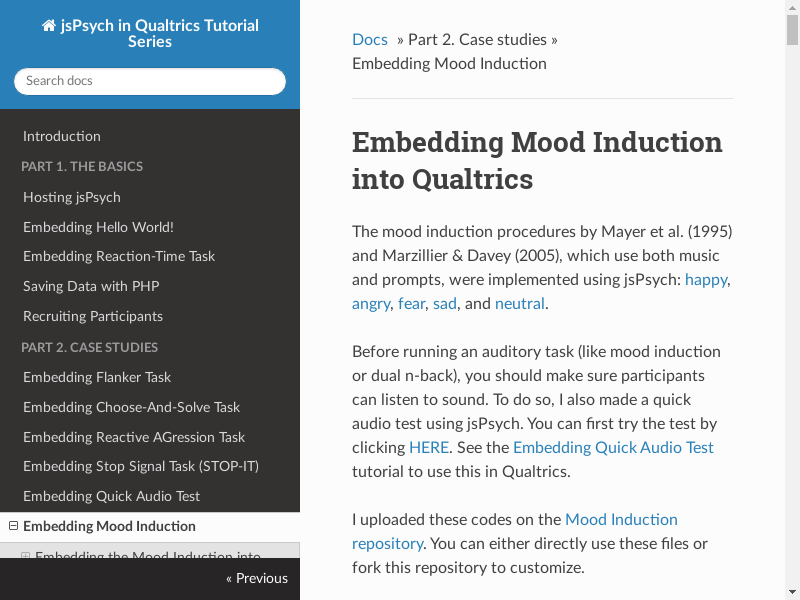 Preview of Embedding Mood Induction Audio in Qualtrics