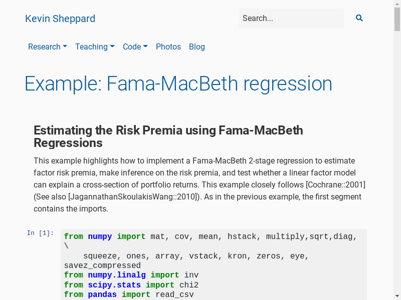 Preview of Fama-MacBeth regression