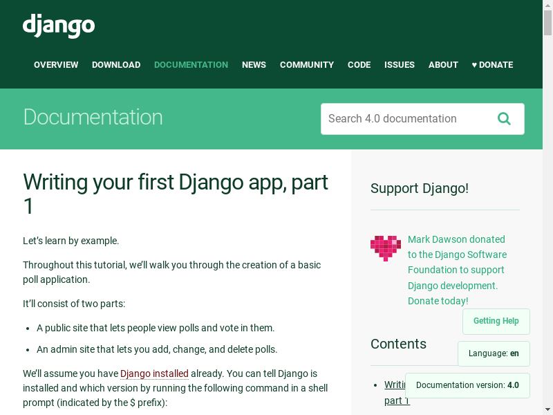 Preview of Django Website